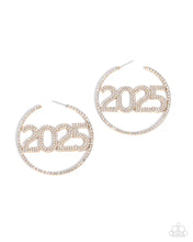 Load image into Gallery viewer, Paparazzi This is Gonna Be My Year - Gold Rhinestone Earrings