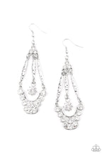 Load image into Gallery viewer, High-Ranking Radiance - White Hammered Earrings - Demetra's Bling Boutique