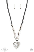 Load image into Gallery viewer, Forbidden Love - Black Oversized Silver Heart Pendant Necklace - Demetra's Bling Boutique