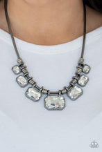 Load image into Gallery viewer, Urban Extravagance - Black Emerald Cut Gunmetal Snake Chain Necklace - Demetra's Bling Boutique