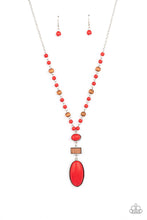 Load image into Gallery viewer, Naturally Essential - Red Stone and Rustic Wooden Bead Necklace - Demetra's Bling Boutique