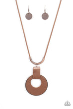 Load image into Gallery viewer, Luxe Crush - Copper Copper Disc Brown Leather Necklace - Demetra's Bling Boutique