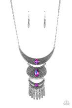 Load image into Gallery viewer, Lunar Enchantment - Pink UV Shimmer Gem Crescent Necklace - Demetra's Bling Boutique