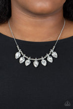 Load image into Gallery viewer, Crown Jewel Couture - White Rhinestone Silver Necklace - Demetra's Bling Boutique
