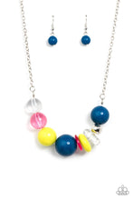 Load image into Gallery viewer, Bauble Bonanza - Multi Colored Clear Bead Silver Chunky Necklace - Demetra's Bling Boutique
