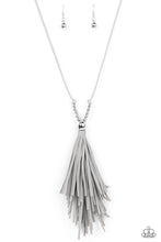 Load image into Gallery viewer, A Clean Sweep - Silver Leather Tassel Necklace - Demetra's Bling Boutique