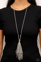 Load image into Gallery viewer, A Clean Sweep - Silver Leather Tassel Necklace - Demetra's Bling Boutique