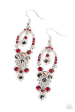 Load image into Gallery viewer, Sophisticated Starlet - Red, Hematite Iridescent Horseshoe Frame Earrings - Demetra's Bling Boutique