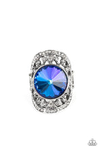 Load image into Gallery viewer, Galactic Garden - Blue Iridescent Gem Silver Ring - Demetra's Bling Boutique