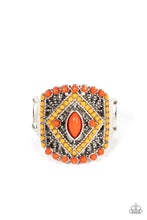 Load image into Gallery viewer, Amplified Aztec - Burnt Orange Beaded Ring - Demetra's Bling Boutique