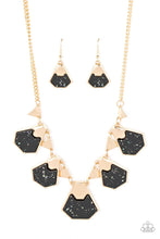 Load image into Gallery viewer, Extra Exclusive - Black Iridescent Fleck Bead Gold Frame Necklace - Demetra's Bling Boutique