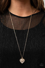 Load image into Gallery viewer, Letters of Love - Gold Heart Charm Rhinestone Necklace - Demetra's Bling Boutique