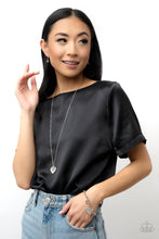 Load image into Gallery viewer, Letters of Love - White Heart Charm Rhinestone Necklace - Demetra's Bling Boutique