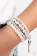 Load image into Gallery viewer, Day Trip Trinket - White Dewy Bead Stretchy Bracelet - Demetra's Bling Boutique