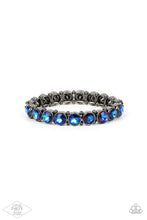Load image into Gallery viewer, Sugar-Coated Sparkle - Blue Multi UV Shimmer Gunmetal Stetchy Bracelet - Demetra's Bling Boutique