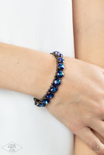 Load image into Gallery viewer, Sugar-Coated Sparkle - Blue Multi UV Shimmer Gunmetal Stetchy Bracelet - Demetra's Bling Boutique