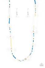 Load image into Gallery viewer, Modern Marina - Blue and Yellow Seed Bead White Pearl Necklace - Demetra's Bling Boutique