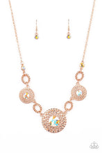 Load image into Gallery viewer, Cosmic Cosmos - Multi Iridescent Gem Rose Gold Medallion Necklace - Demetra's Bling Boutique