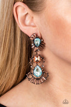 Load image into Gallery viewer, Ultra Universal - Copper Blue Teardrop Gem Earrings - Demetra's Bling Boutique