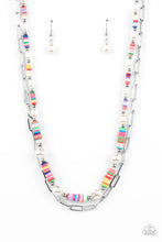 Load image into Gallery viewer, Tidal Trendsetter - Multi - Colored White Pearl Silver Paperclip Chain Layered Necklace - Demetra's Bling Boutique