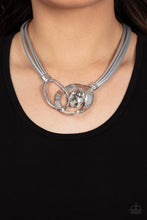 Load image into Gallery viewer, Californian Cowgirl - Silver Oval Leather Cord White Gem Necklace - Demetra's Bling Boutique