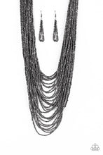 Load image into Gallery viewer, Dauntless Dazzle - Black Gunmetal Seed Bead Layered Necklace - Demetra's Bling Boutique