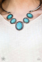 Load image into Gallery viewer, River Ride - Blue Antiqued Silver Bar Necklace - Demetra's Bling Boutique