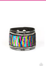 Load image into Gallery viewer, Heads Or MERMAID Tails - Multi / Silver Rhinestones - Sequin Wrap / Snap Bracelet - Demetra's Bling Boutique