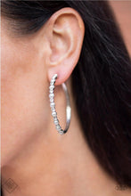 Load image into Gallery viewer, A Sweeping Success White Hoop Earrings - Demetra's Bling Boutique