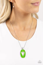 Load image into Gallery viewer, Paparazzi Airy Affection - Green Heart Silver Oval Short Necklace
