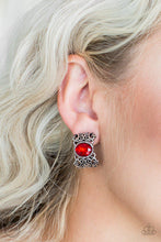 Load image into Gallery viewer, Glamorously Grand Duchess - Red Clip-On Earrings - Demetra's Bling Boutique
