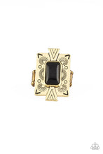Load image into Gallery viewer, So Smithsonian - Brass Rectangle Black Stone Ring - Demetra's Bling Boutique
