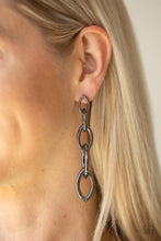 Load image into Gallery viewer, Street Spunk - Black Gunmetal Link  Earrings - Demetra's Bling Boutique
