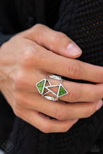 Load image into Gallery viewer, Making Me Edgy - Green Ring - Demetra's Bling Boutique
