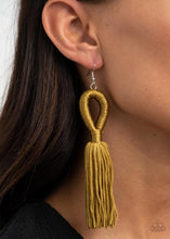 Load image into Gallery viewer, Tassels and Tiaras - Green Olive Cording Earrings - Demetra's Bling Boutique

