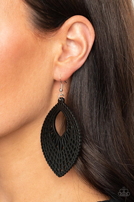 One Beach At A Time - Black Wooden Earrings - Demetra's Bling Boutique