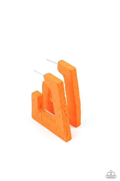Paparazzi The Girl Next OUTDOOR - Orange Rectangular Hoop Earrings - Demetra's Bling Boutique