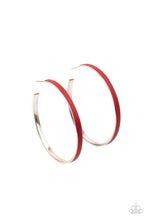 Load image into Gallery viewer, Fearless Flavor - Red Leather Lace Hoop Earrings - Demetra's Bling Boutique
