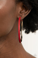 Load image into Gallery viewer, Fearless Flavor - Red Leather Lace Hoop Earrings - Demetra's Bling Boutique
