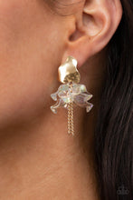Load image into Gallery viewer, Harmonically Holographic - Gold Iridescent Earrings - Demetra's Bling Boutique
