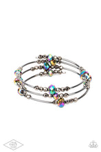 Load image into Gallery viewer, Showy Shimmer - Multi Dainty Gunmetal Oil Spill Coiled Wire Bracelet - Demetra's Bling Boutique
