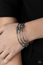 Load image into Gallery viewer, Showy Shimmer - Multi Dainty Gunmetal Oil Spill Coiled Wire Bracelet - Demetra's Bling Boutique
