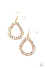 Load image into Gallery viewer, Stay Sharp - Gold Emerald Cut Iridescent Gems Earrings - Demetra's Bling Boutique
