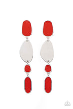Load image into Gallery viewer, Deco By Design - Red Asymmetrical Earrings - Demetra's Bling Boutique
