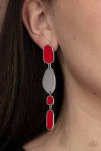 Load image into Gallery viewer, Deco By Design - Red Asymmetrical Earrings - Demetra's Bling Boutique
