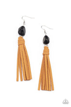 Load image into Gallery viewer, All-Natural Allure - Black Suede Tassel Earrings - Demetra's Bling Boutique
