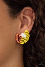 Load image into Gallery viewer, Its Just an Expression - Yellow Crescent Shape Earrings - Demetra's Bling Boutique
