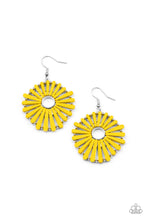 Load image into Gallery viewer, SPOKE Too Soon - Yellow Wooden Earrings - Demetra&#39;s Bling Boutique
