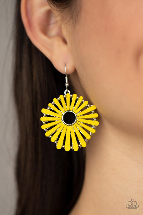 SPOKE Too Soon - Yellow Wooden Earrings - Demetra's Bling Boutique