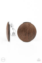 Load image into Gallery viewer, WOODWORK It - Brown Wooden Disc Clip - On Earrings - Demetra's Bling Boutique
